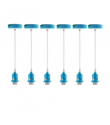 Pendant Light Fitting, Lampshade Addable E27 Lamp Blue Holder Set, Metal/PVC