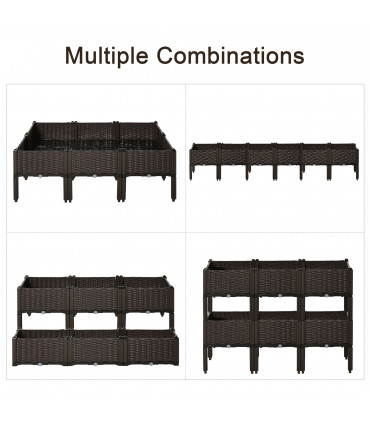 6-pcs  Raised Flower Bed Stackable Vegetable Herb Box with Drainage Holes