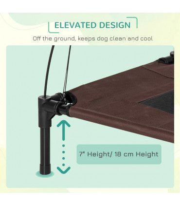 Elevated Pet Bed Dog Cot Tent Canopy Outdoor Brown 61L x 46W x 62H cm