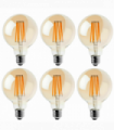 LED Dimmable Bulb G95 E27 2700K 8W 220V-240V Glass Bulb Amber Pack 6