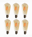 6Pack E27 LED Edison Dimmable Vintage Amber Glass Warm white 2700K Light Bulb, 