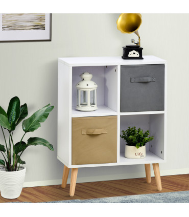 Storage Cabinet White 70 x 56cm Freestanding 4 Cube Storage Cabinet
