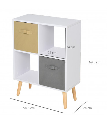 Storage Cabinet White 70 x 56cm Freestanding 4 Cube Storage Cabinet