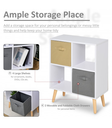 Storage Cabinet White 70 x 56cm Freestanding 4 Cube Storage Cabinet