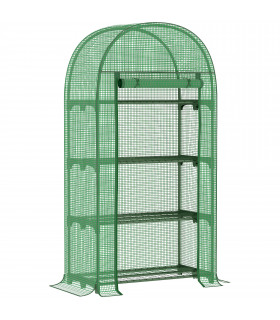 Greenhouse with Storage Shelf, Roll-Up ZipDoor PE Cover, Green 80cmx49cmx160cm