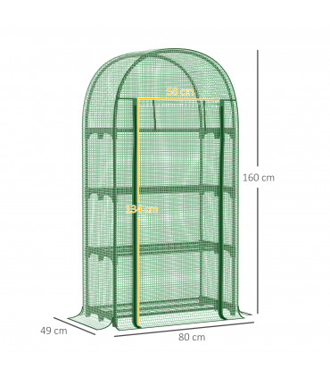 Greenhouse with Storage Shelf, Roll-Up ZipDoor PE Cover, Green 80cmx49cmx160cm