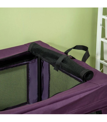 Mesh Purple 80cm Foldable Pet Carrier Cat Bag w/ Cushion, Small, Medium Dogs