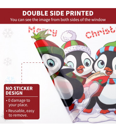 9 Sheets Christmas Window Stickers Double-side PVC Reusable Window Cling Prancer