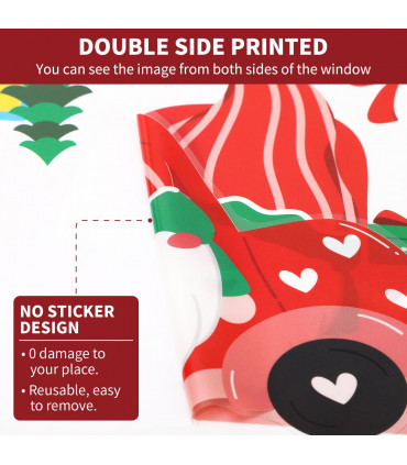 9 Sheets Christmas Window Stickers Double-side PVC Reusable Window Cling Rudolph