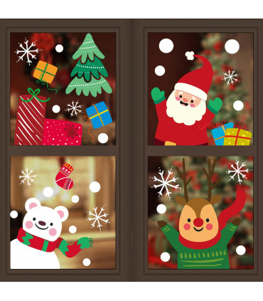 9 Sheets Christmas Window Stickers Double-side PVC Reusable Window Cling Dasher