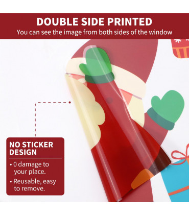 9 Sheets Christmas Window Stickers Double-side PVC Reusable Window Cling Dasher