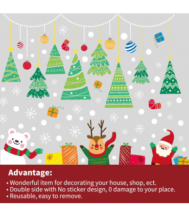 9 Sheets Christmas Window Stickers Double-side PVC Reusable Window Cling Dasher