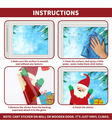 9 Sheets Christmas Window Stickers Double-side PVC Reusable Window Cling Dasher