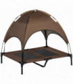 Metal Brown 92 cm Elevated Pet Bed Dog Cot Tent with Canopy Outdoor Coffee