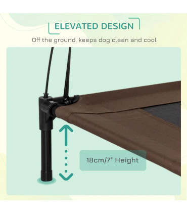 Metal Brown 92 cm Elevated Pet Bed Dog Cot Tent with Canopy Outdoor Coffee