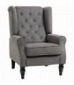 Accent Armchair Home Furniture Retro Tufted Club Wood Fabric Dark Grey