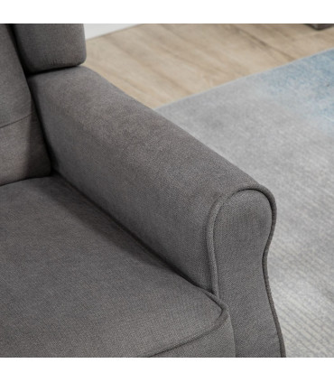 Accent Armchair Home Furniture Retro Tufted Club Wood Fabric Dark Grey