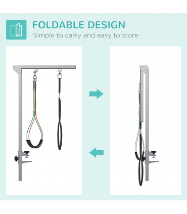 Adjustable Pet Grooming Arm Foldable Grooming Holder w/ Clamp, for Medium Dogs