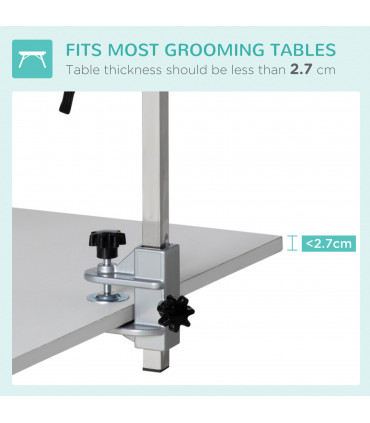 Adjustable Pet Grooming Arm Foldable Grooming Holder w/ Clamp, for Medium Dogs