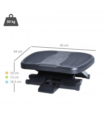 Footrest Adjustable Under-Desk Footrest Height Angle Tilt Anti-Slip Black