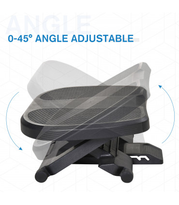 Footrest Adjustable Under-Desk Footrest Height Angle Tilt Anti-Slip Black