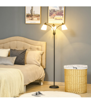 Floor Lamp 3 Adjustable Rotating Lights, Steel Frame, 155cm, Black