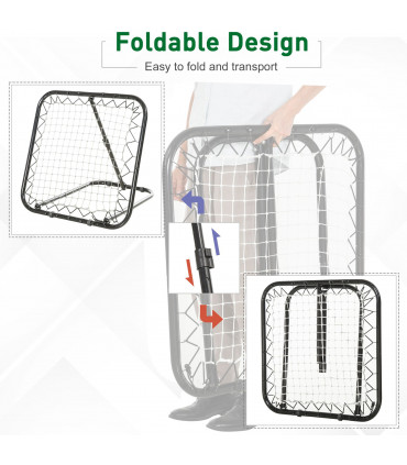 Football, Baseball Rebounder Net Goal Training Set Black Iron, PE 78L x 84W