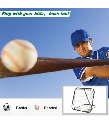 Football, Baseball Rebounder Net Goal Training Set Black Iron, PE 78L x 84W