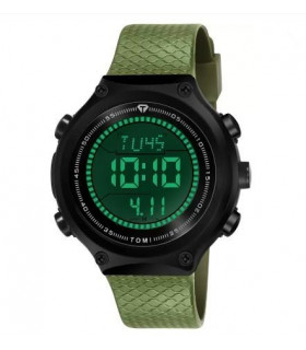 Sport Casual Ladies Waterproof Watch Black Green Digital Night Light
