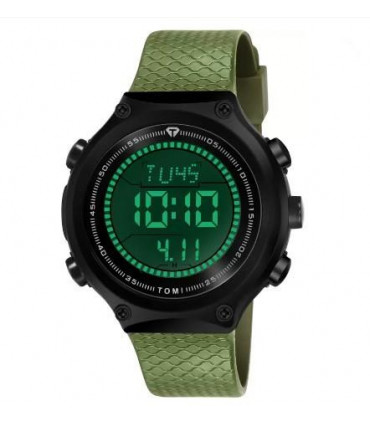 Sport Casual Ladies Waterproof Watch Black Green Digital Night Light