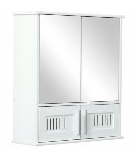Bathroom Mirror Cabinet White MDF   Storage Cupboard Double Doors