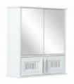 Bathroom Mirror Cabinet White MDF   Storage Cupboard Double Doors