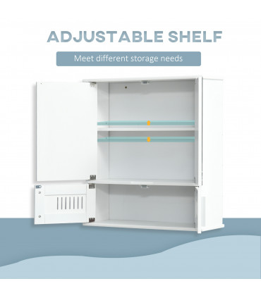 Bathroom Mirror Cabinet White MDF   Storage Cupboard Double Doors