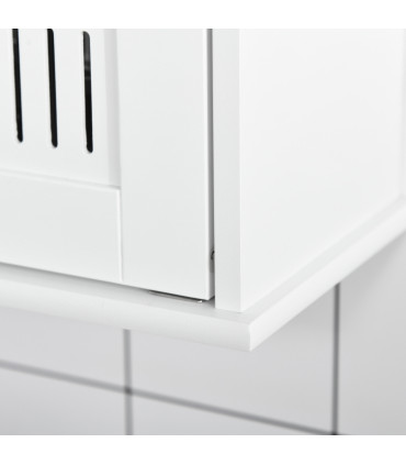 Bathroom Mirror Cabinet White MDF   Storage Cupboard Double Doors