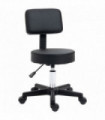 Salon Chair Swivel Adjustable Padded Seat Back 5 Wheels Black PU Leather 48cm