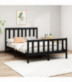 Bed Frame Black Solid Wood Pine 120x200 cm