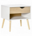 Bedside Table with Drawer and Shelf, Modern Nightstand, End Table