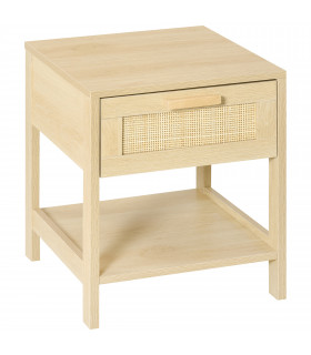 Nature  Wood 48H x 40W x 40Dcm Bedside Table Drawer Storage Shelf