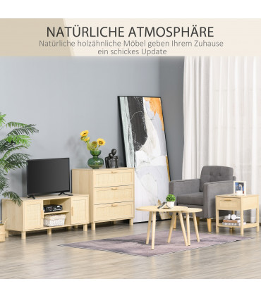 Nature  Wood 48H x 40W x 40Dcm Bedside Table Drawer Storage Shelf