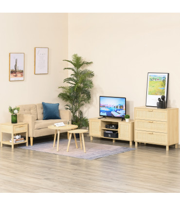 Nature  Wood 48H x 40W x 40Dcm Bedside Table Drawer Storage Shelf