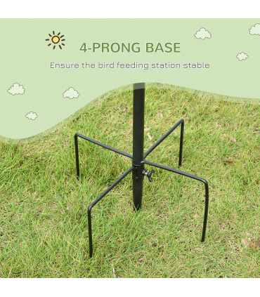 Bird Feeding Station Kit Wild Bird Feeder Pole w/ 6 Hooks 4 Hanging Feeders