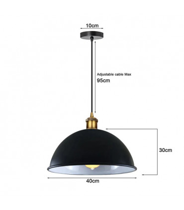 Ceiling Pendant Light Shade Hanging Lamp Lights Black Metal 40cm x 30cm