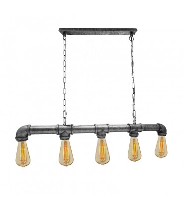 Chandelier Pendant Light Vintage Black Colour Metal 82.5 cm Brushed Silver