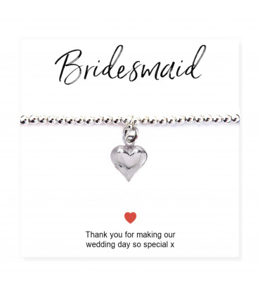 Bridesmaids Heart Bracelet & Thank You Card