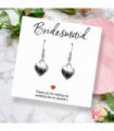 Bridesmaids Heart Earrings & Thank You Card