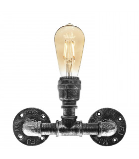 Metal Brushed Silver Vintage Industrial Light Holder E27 60W Dimmable Bulb