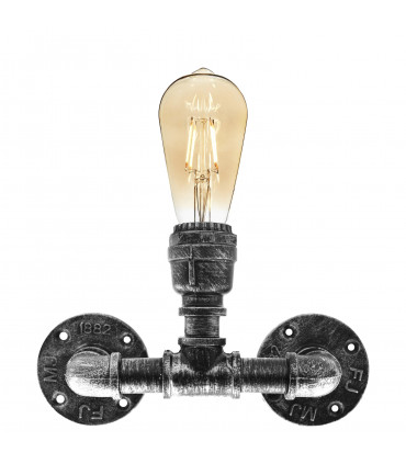 Metal Brushed Silver Vintage Industrial Light Holder E27 60W Dimmable Bulb