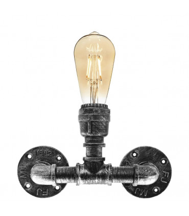 Metal Brushed Silver Vintage Industrial Light Holder E27 60W Dimmable Bulb