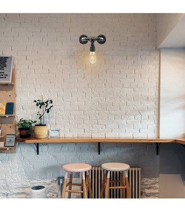 Metal Brushed Silver Vintage Industrial Light Holder E27 60W Dimmable Bulb