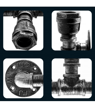 Metal Brushed Silver Vintage Industrial Light Holder E27 60W Dimmable Bulb